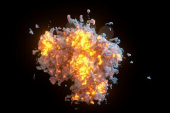 Explosive flame with dark background, 3d rendering. Computer digital drawing.