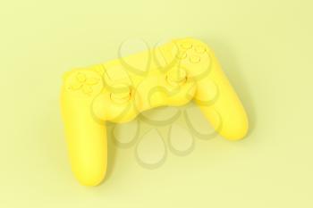 Classic game pad with yellow background, 3d rendering. Computer digital drawing.