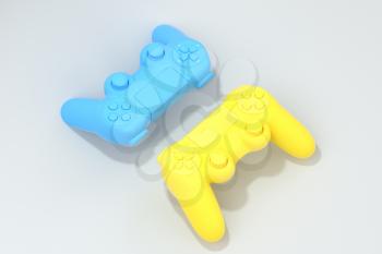 Classic game pad with white background, 3d rendering. Computer digital drawing.