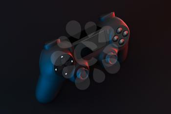 Classic game pad with dark background, 3d rendering. Computer digital drawing.