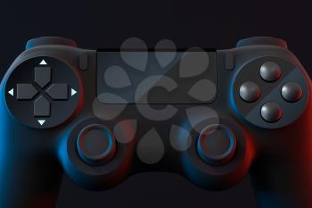 Classic game pad with dark background, 3d rendering. Computer digital drawing.