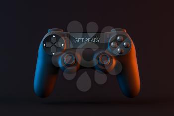 Game pad with GET READY on the screen, 3d rendering. Computer digital drawing.