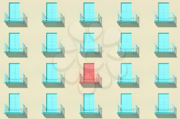 Balcony structure outside the building, 3d rendering. Computer digital drawing.