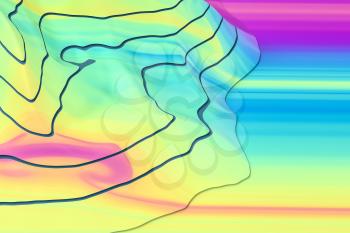 Topographic map background Valley and mountain, 3d rendering. Computer digital drawing.