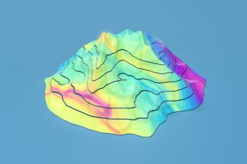 Topographic map background Valley and mountain, 3d rendering. Computer digital drawing.