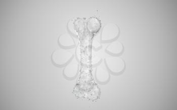 Bone with biology structure lines, 3d rendering. Computer digital drawing.