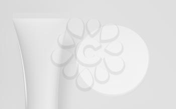 Blank cosmetic bottle with white background, 3d rendering. Computer digital drawing.