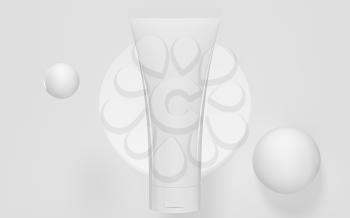 Blank cosmetic bottle with white background, 3d rendering. Computer digital drawing.