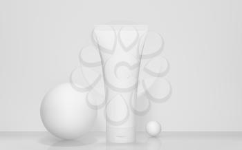 Blank cosmetic bottle with white background, 3d rendering. Computer digital drawing.