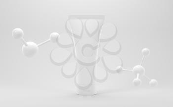 Blank cosmetic bottle with white background, 3d rendering. Computer digital drawing.