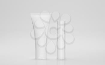 Blank cosmetic bottle with white background, 3d rendering. Computer digital drawing.