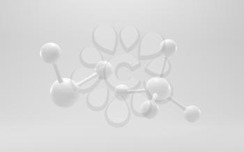 Simplicity chemical molecule with white background, 3d rendering. Computer digital drawing.