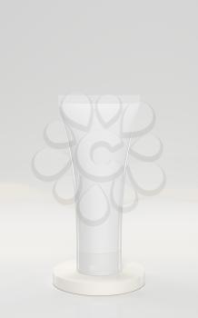 Blank cosmetic bottle with white background, 3d rendering. Computer digital drawing.