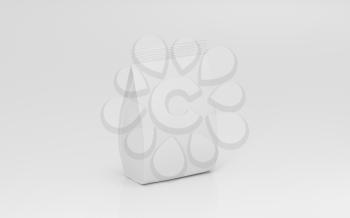 White blank branding package bag, 3d rendering. Computer digital drawing.