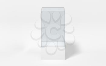 Empty glass showcase, 3d rendering. Computer digital drawing.