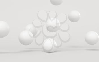 Bouncing soft balls with white background, 3d rendering. Computer digital drawing.