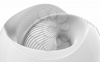 White curves with abstract geometry, 3d rendering. Computer digital drawing.