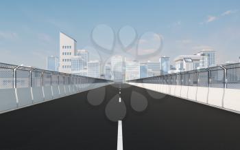 Urban road and digital city model, 3d rendering. Computer digital drawing.