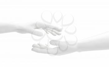 Hand sculpture with white background, 3d rendering. Computer digital drawing.