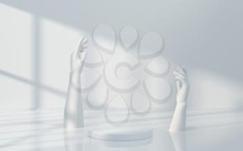 Hand sculpture with white background, 3d rendering. Computer digital drawing.