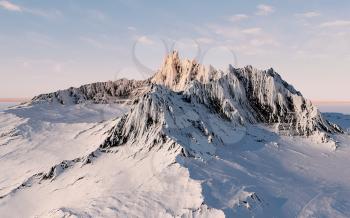 Snowy mountains background, 3d rendering. Computer digital drawing.