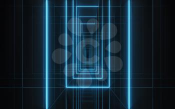 Dark tunnel background, 3d rendering. Computer digital drawing.