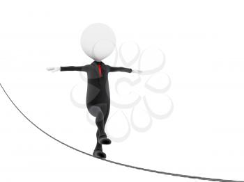 Royalty Free Clipart Image of a Businessman on a Tightrope