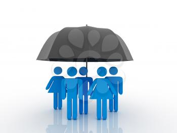 Royalty Free Clipart Image of People Under an Umbrella