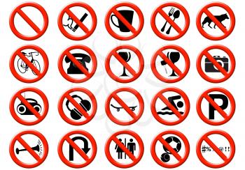 illustration of a signs showing a list of prohibitions