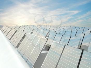 Solar Panels charging in a sunny sky