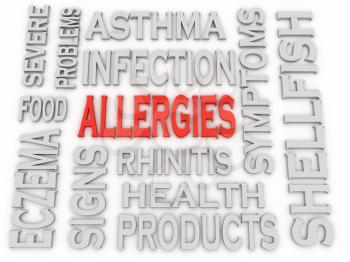 3d imagen Allergies concept word cloud background