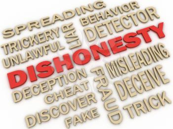 3d imagen Dishonesty concept word cloud background