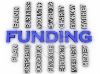 3d image Funding  issues concept word cloud background