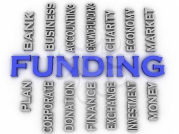 3d image Funding  issues concept word cloud background