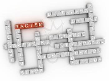 3d image Racism issues concept word cloud background