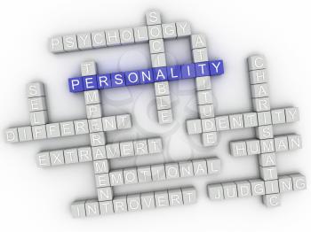 3d image Personality issues concept word cloud background