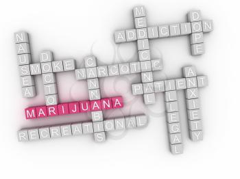 3d image Marijuana word cloud concept