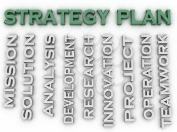 3d image Strategy plan issues concept word cloud background