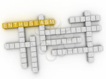 3d image Enthusiasm word cloud concept