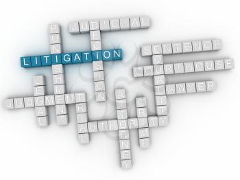 3d image Litigation word cloud concept