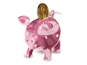 3d illustration of a pink piggy bank