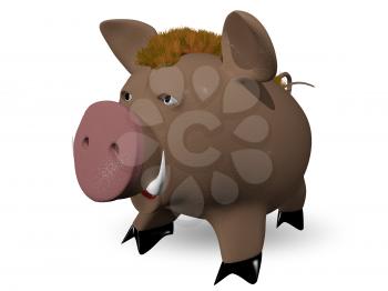 3d illustration of a wild boar redhead