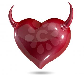 3d illustration symbolic red heart on a white background