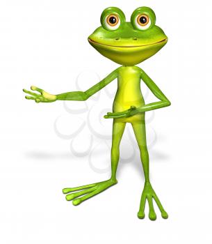 3d illustration merry green frog with big eyes