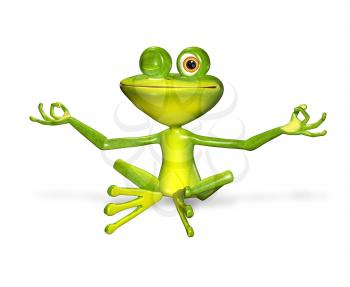 3d illustration merry green frog with big eyes