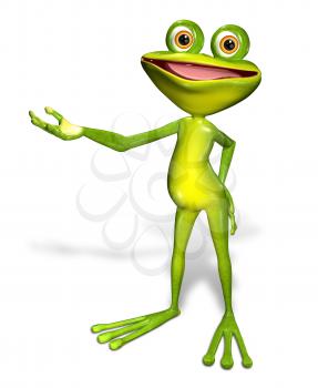 3d illustration merry green frog with big eyes