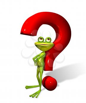 Royalty Free Clipart Image of a Frog in a Question Mark