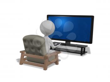 Royalty Free Clipart Image of a Person Watching Television