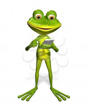 Royalty Free Clipart Image of a Frog Holding a Cellphone