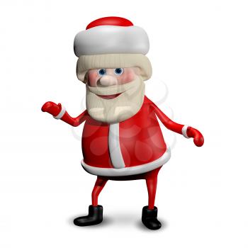 3D Illustration Jolly Santa Claus on a White Background